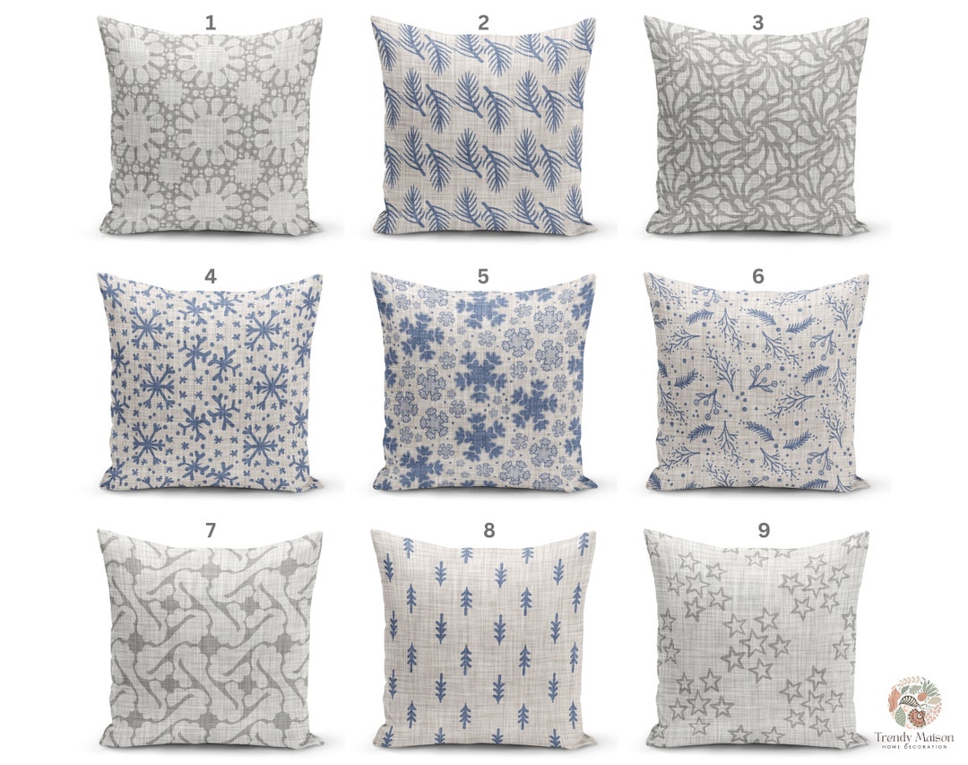 Dusty Blue Velvet Upholstery Pillow Covers, Gray Pillow Cases, Steel