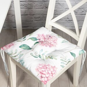 Floral Chair Cushion and Runner Set, Flower Runner and Chair Pads, Floral Chair Pads and Table Runner, Square Chair Cushion 3