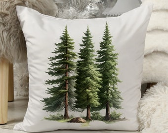 Seasonal Pillow Cover Embrace the Season with Pine Tree Elegance, Pine Tree Themed Seasonal Cushion Cover, Chic Christmas Pillowcase