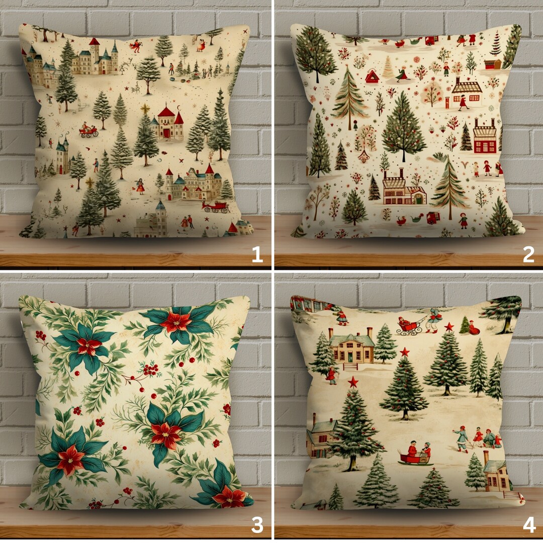 Vintage Christmas Pine Tree Pillow Cover Holiday Cushion - Etsy