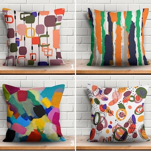 Abstract Pillow Case, Multi Color Cushion, Modern Art Throw Pillow, Vibrant Couch Accent, Color Splash Cushion Cover