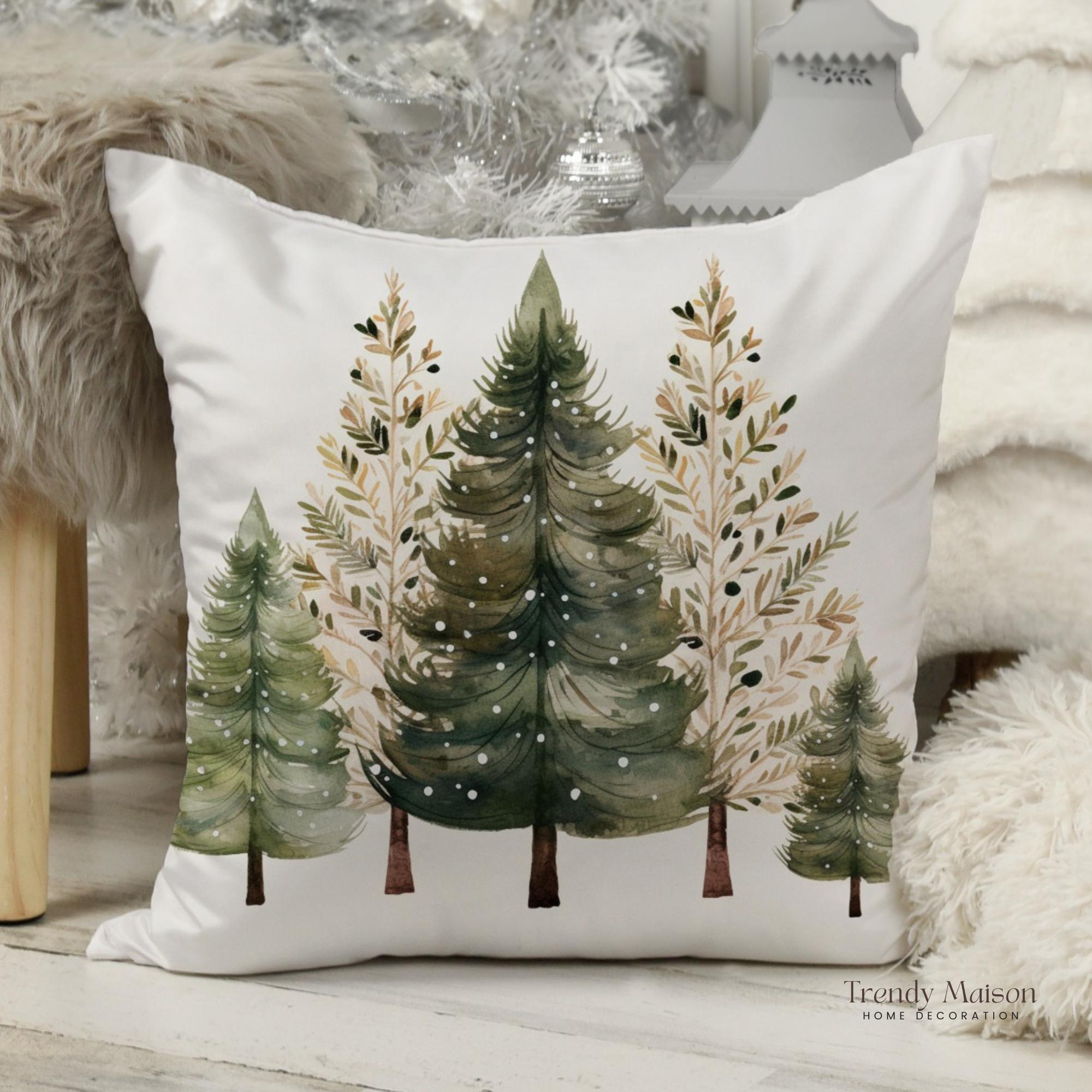 Watecolor - Federa Per Cuscino A Forma Di Albero Di Natale, Per