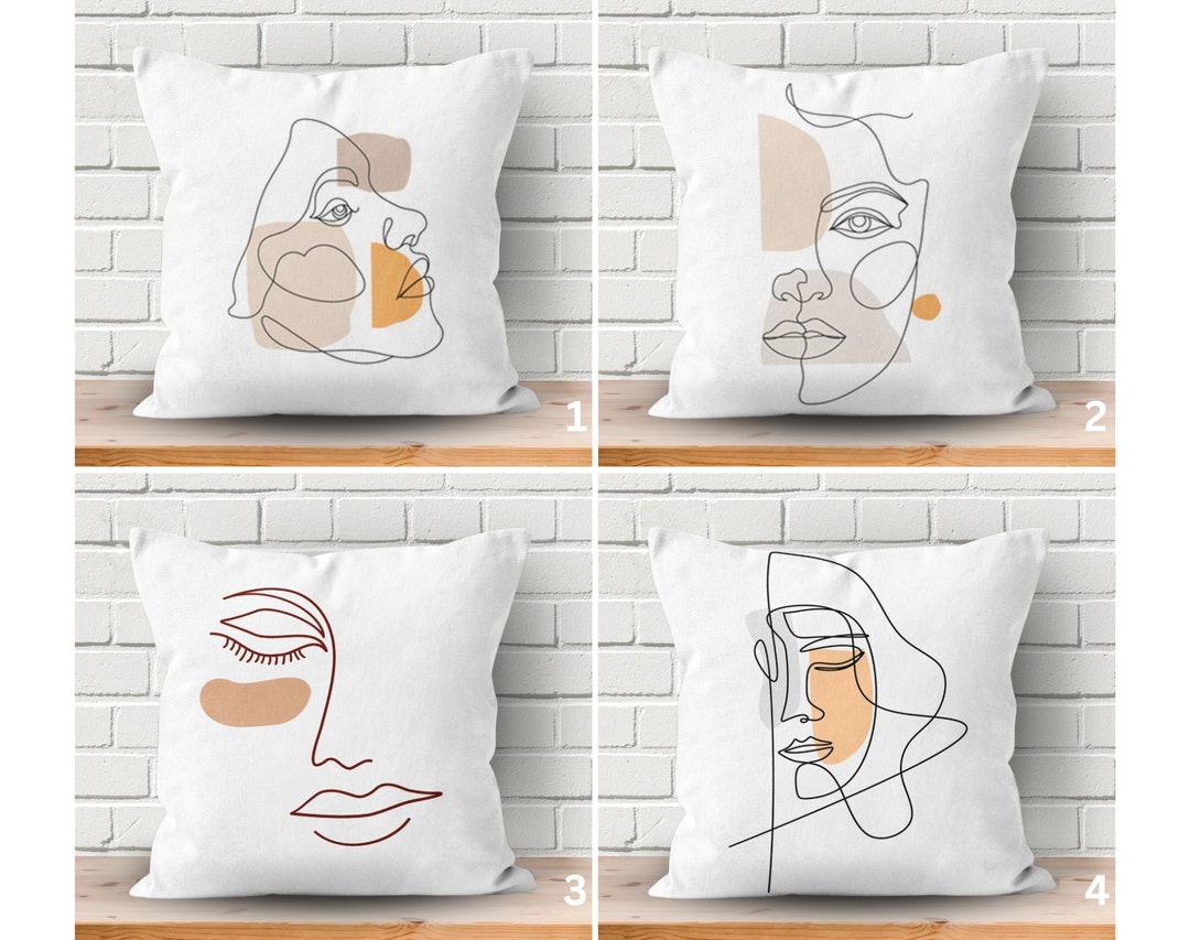 One Line Draw Art Pillow Cover Face Pillow Case Modern Art Etsy