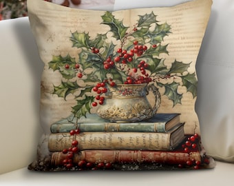 Holiday Velvet Pillow Cover, Reindeer and Birds (Multiple Sizes)