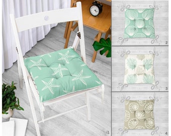 Starfish Chair Pads and Runner Set, Marine Animals Decor Home Gift, Puffy Chair Cushion and Dining Table Runner, Outdoor Chair Pad With Ties