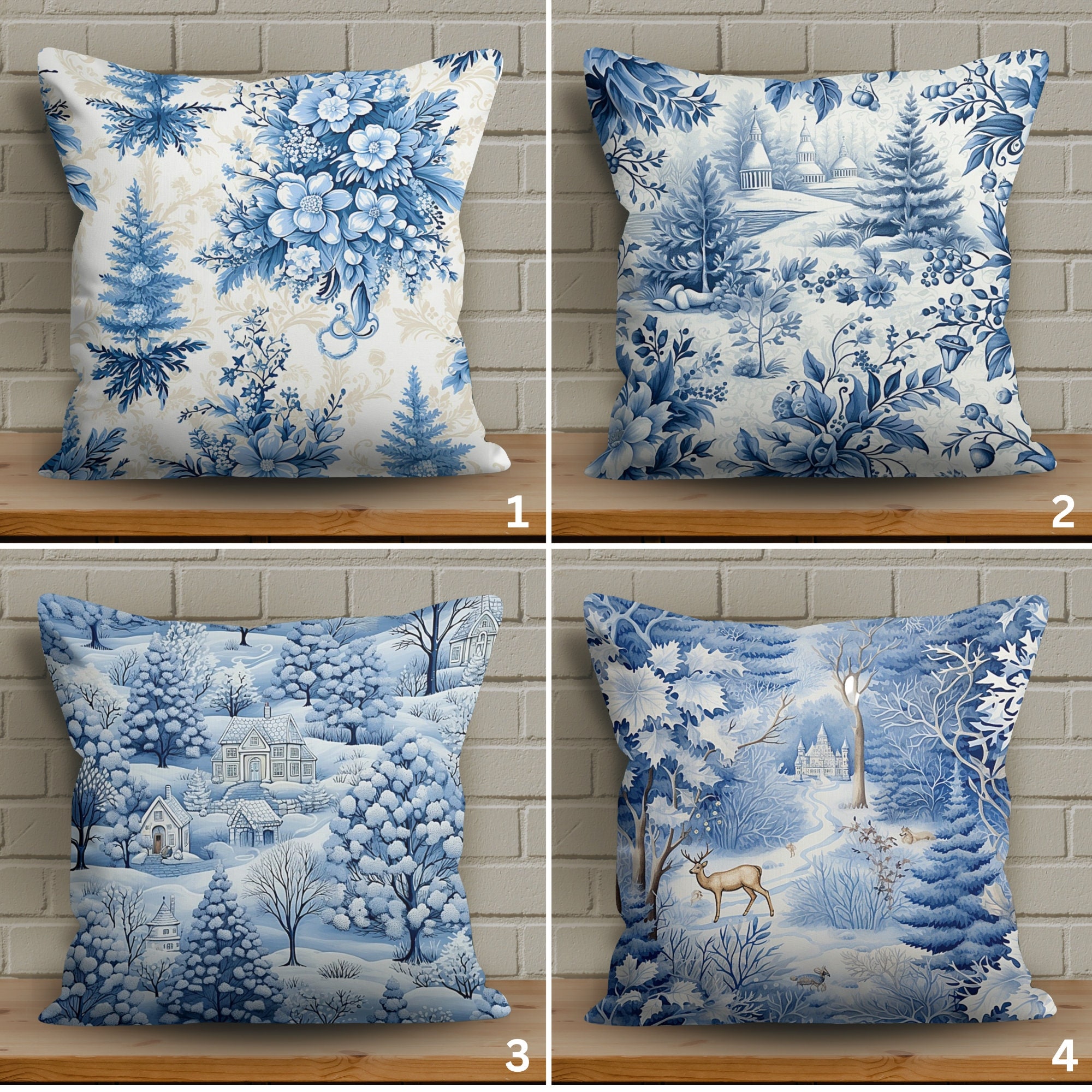 1Pc Christmas Tree Blue Victorian Blue Navy Blue Throw Pillow Cover,  Mid-Century Retro Farmhouse Winter Christmas Throw Pillow Cover, Velvet  Decorative Cushion Cover 45×45Cm/18×18, Suitable For Christmas Party  Living Room/Bedroom/Sofa/Bed Decoration