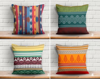 Multi Colour Rug Design Pillow Cover, Boho Throw Pillow Cover, Colorful Cushion Case, Ethnic Cushion Cover, Ethnic Home Decor, Pillow Shams