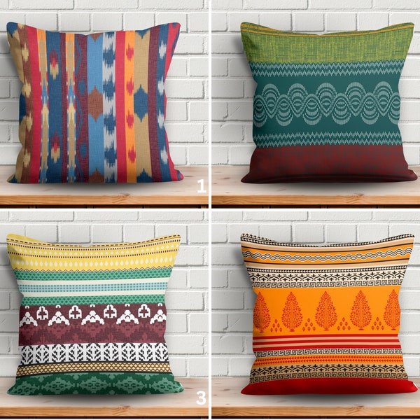 Multi Colour Rug Design Pillow Cover, Boho Throw Pillow Cover, Colorful Cushion Case, Ethnic Cushion Cover, Ethnic Home Decor, Pillow Shams