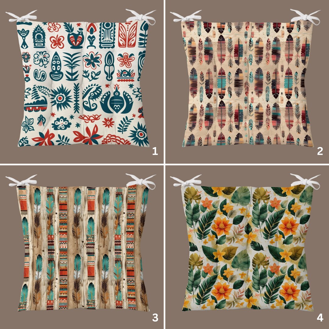 Ethnic Decor Chair Cushions, Ethnic Decor for Outdoor, Ethnic Decor