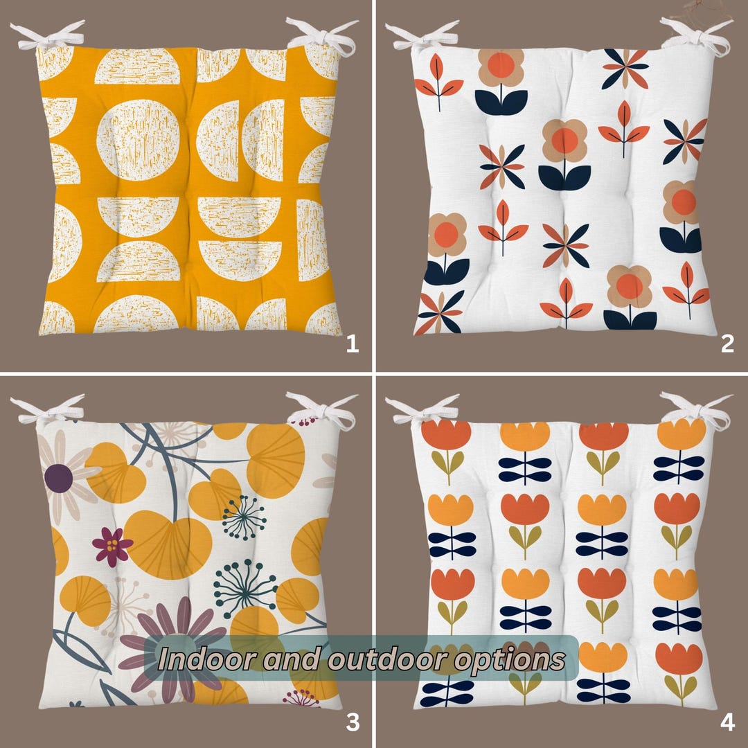 Abstract Seat Pads, Boho Chair Cushion, Outdoor Indoor Chair Cushion
