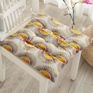 Retro Chair Pad, Boho Seat Cushion, Indoor Outdoor Tufted Pillow, Ethnic Stool Cushion, Vintage Style Seat Pad