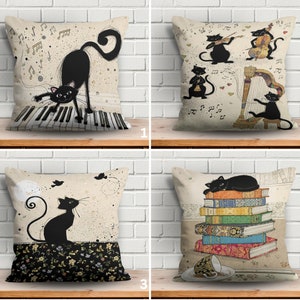 Cat Pattern Pillow Cover, Cute Cat Pattern Cushion Cover, Animal Cushioncase, Whimsical Cat Pattern Pillow Cover