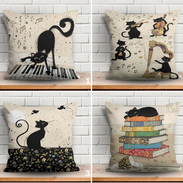 Cat Pattern Pillow Cover, Cute Cat Pattern Cushion Cover, Outdoor & Indoor Pillows, Animal Cushioncase, Whimsical Cat Pattern Pillow Cover