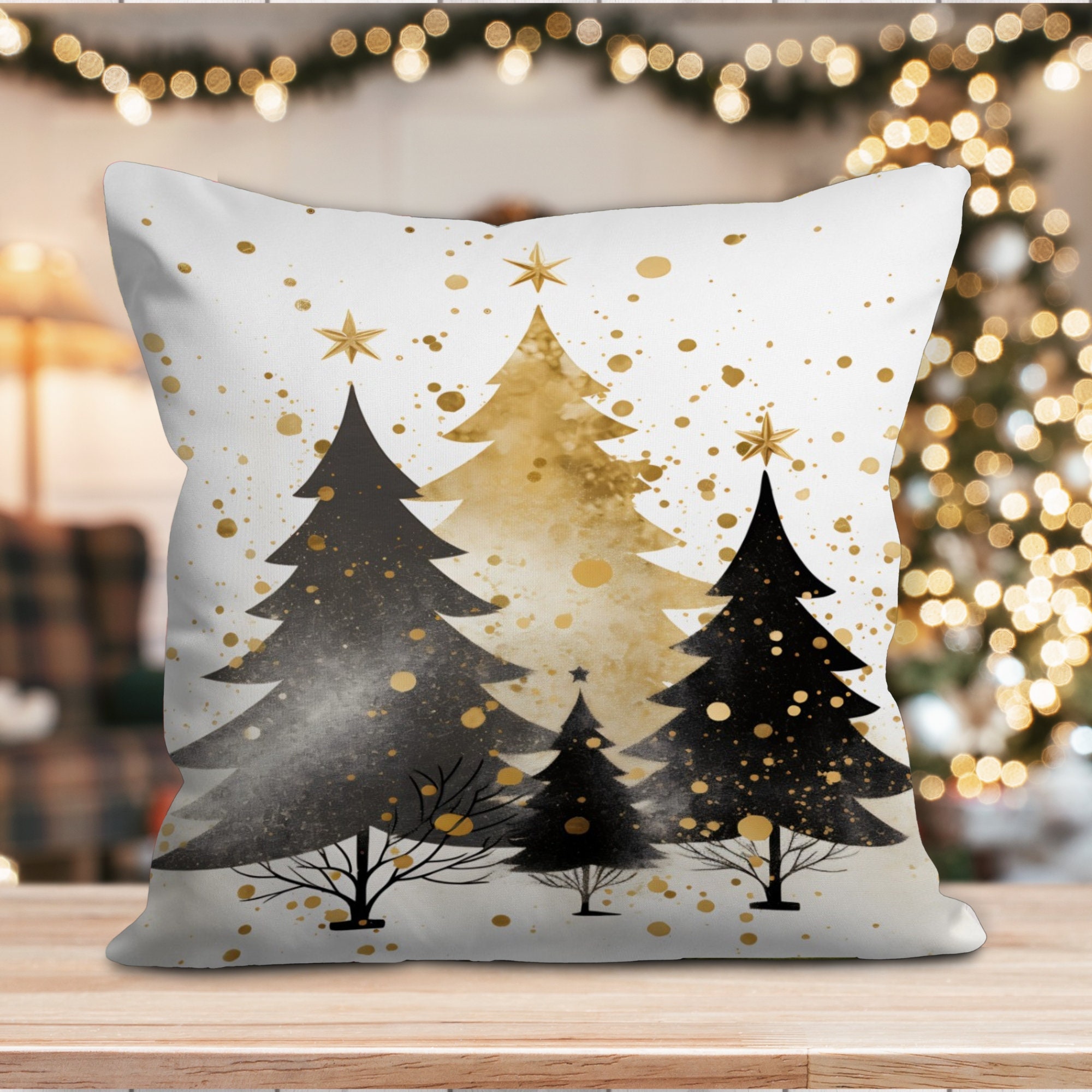 Gold Xmas Pillow Etsy