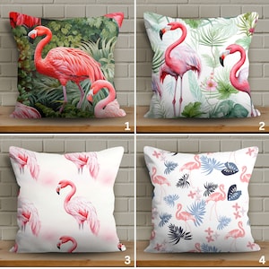 Housse de coussin flamant rose aux couleurs vives, taie de coussin flamant rose en tissu doux, taie d'oreiller motif flamant rose aquarelle, couvre-oreiller décoratif oiseau exotique