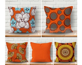 Ethnic Pattern Cushions, Boho Chic Pillow Cover, Authentic Abstract Pillow, Orange Pillows, Indigenous Pillow Decor, Pillow Covers 18x18