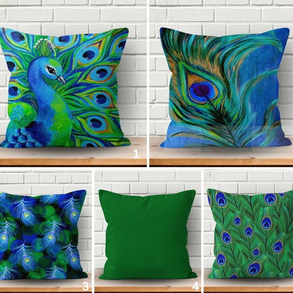 Peacock Pillow Covers, Peacock Feather Pattern Pillow Case, Modern Pillows For Home, Peacock Cushions, Peacock Modern Art Pillow Covers