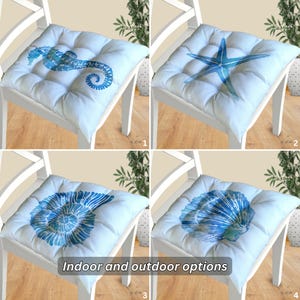 Seahorse stoelkussens, zeedierkussen met stropdassen, gezwollen zitkussen voor binnen of buiten, Coastal Ocean Home Decor Gift