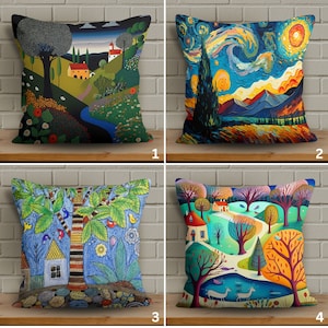Landscape Pillow Cover, Abstract Cushion Case, Nature Inspired Decor, Artistic Throw Pillowcase, Modern Soft Fabric Cover