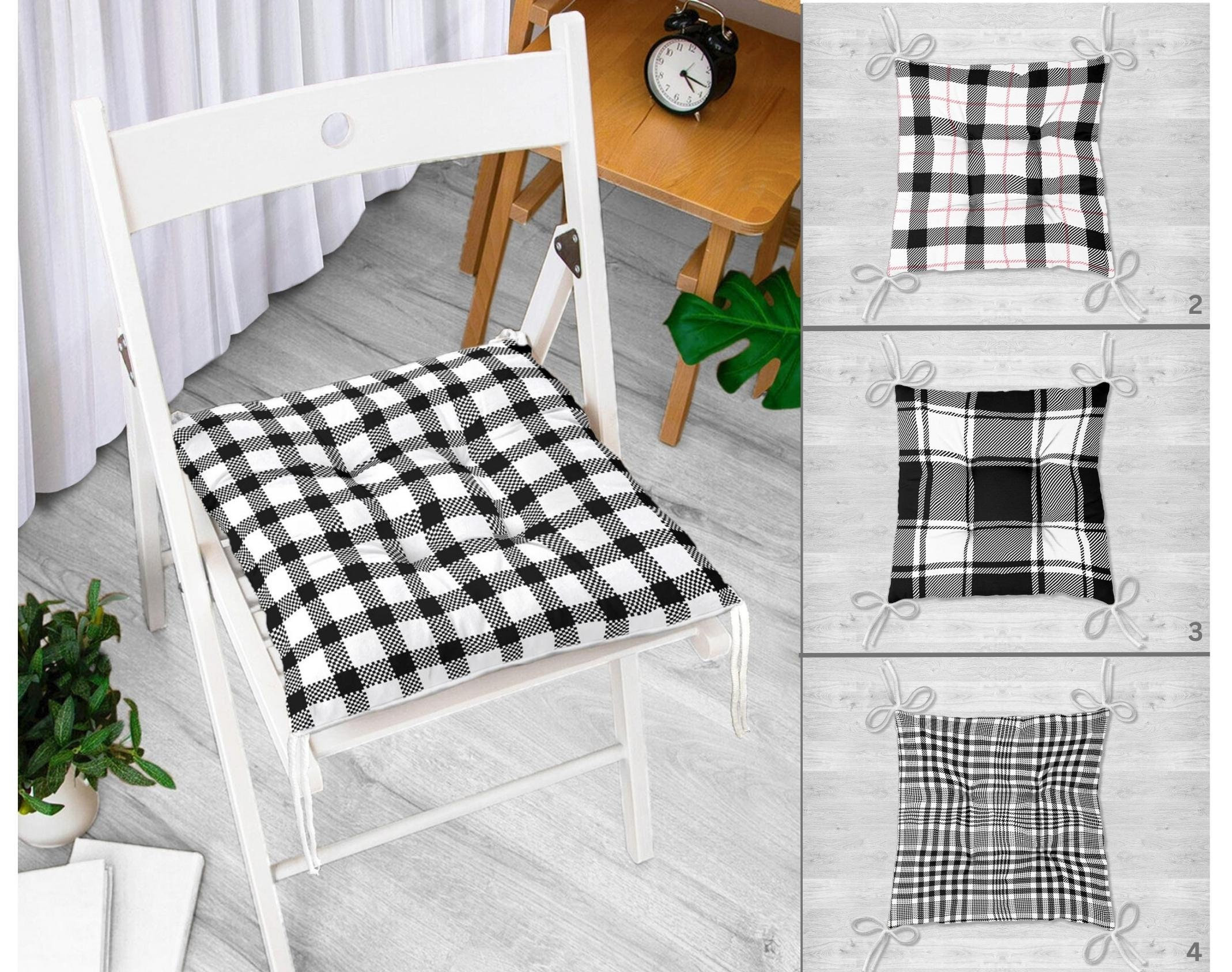 Gingham Cushion Black and White Etsy UK