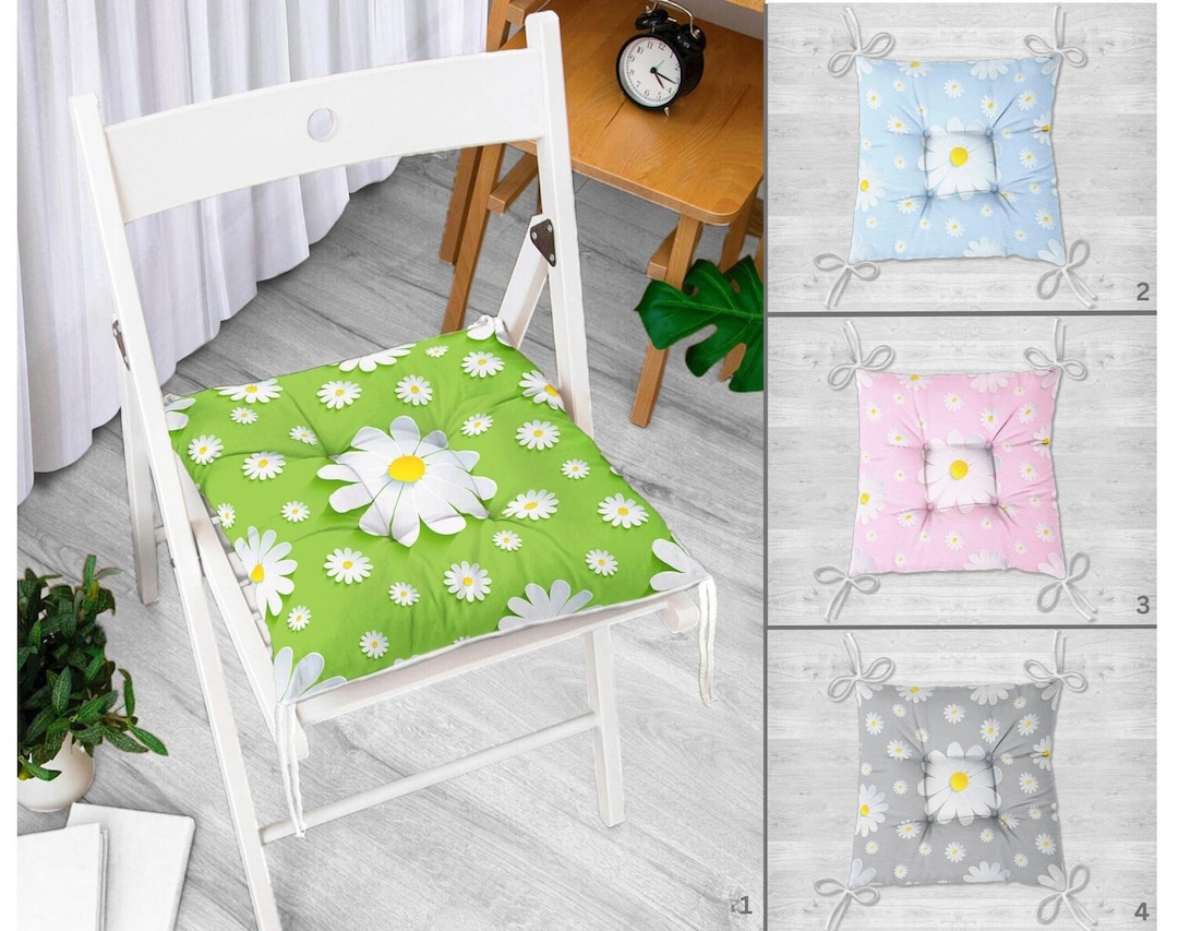 Seat Cushion for Dining Chair, Kitchen Chair Cushions With Ties, Green