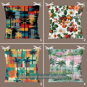 Palm Chair Cushion, Garden Seat Pad, Fluppy Outdoor Cushion, Seaside Patio Chair Pad, Bistro Seat with Ties