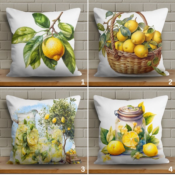 Lemon Branch Pillow Cover, Lemonade Vibes Cushion Case, Lemon Basket Pillowcase, Lemonade Theme Cushion Cover, Botanical Lemonade Pillowcase