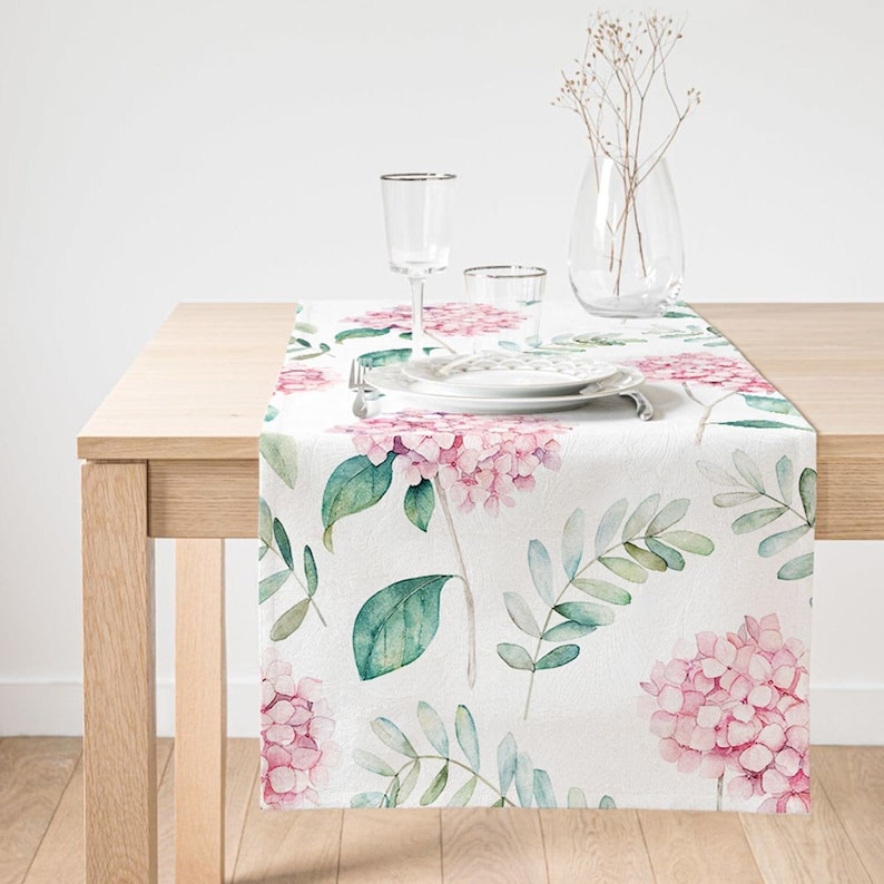 Floral Chair Cushion and Runner Set, Flower Runner and Chair Pads, Floral Chair Pads and Table Runner, Square Chair Cushion image 8