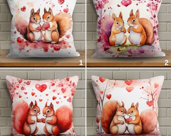 Sweetheart Eichhörnchen Valentinstag Kissenbezug mit weichem Stoff, Valentinstag Charm süßes Eichhörnchen Paar Kissen, lebendige Farbe Liebe Kissenbezug