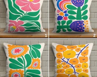 Pillow Cover, Abstract Pillowcase, Artistic Floral Cushion Cover, Colorful Cushion Case, Soft Fabric, Vivid Color, Modern Art Throw Pillows