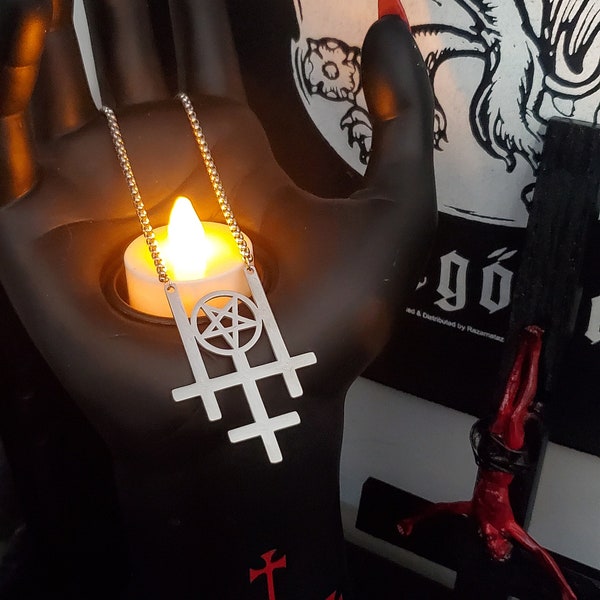 Triple inverted cross pentagram necklace!