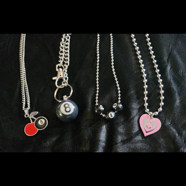 Y2k necklaces, alien, 8 ball, cherry !!