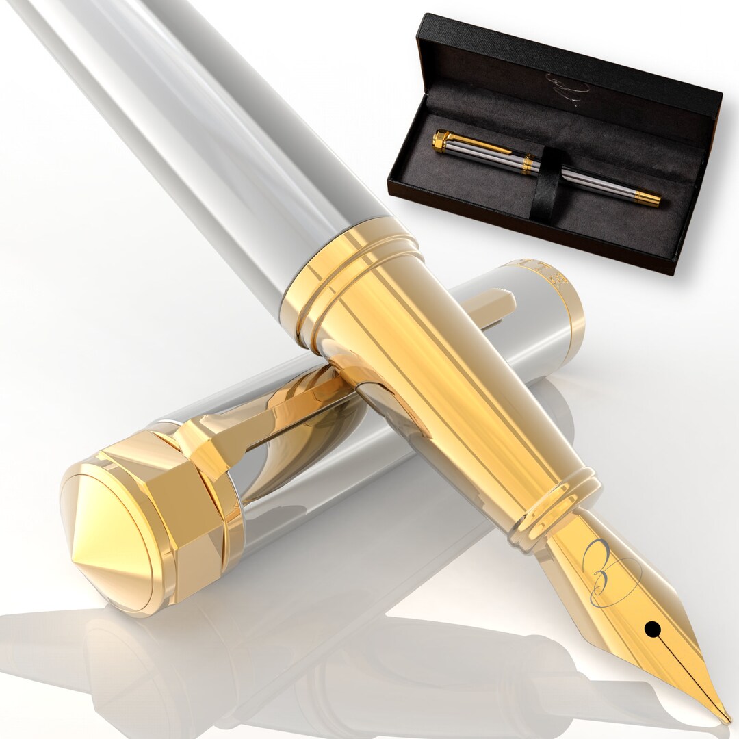 Ellington Pens Silver Luxury Fountain Pen 3 Smooth Nib Size Options
