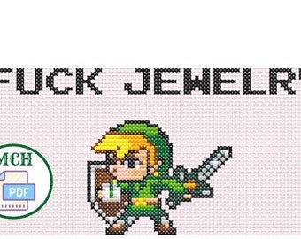 Patrón de punto de cruz Legend of Zelda, Descarga digital, Punto de cruz de enlace divertido, Punto de cruz para principiantes