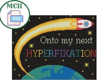 Onto my next punto de cruz de hiperfijación, Punto de cruz divertido, Manualidades TDAH