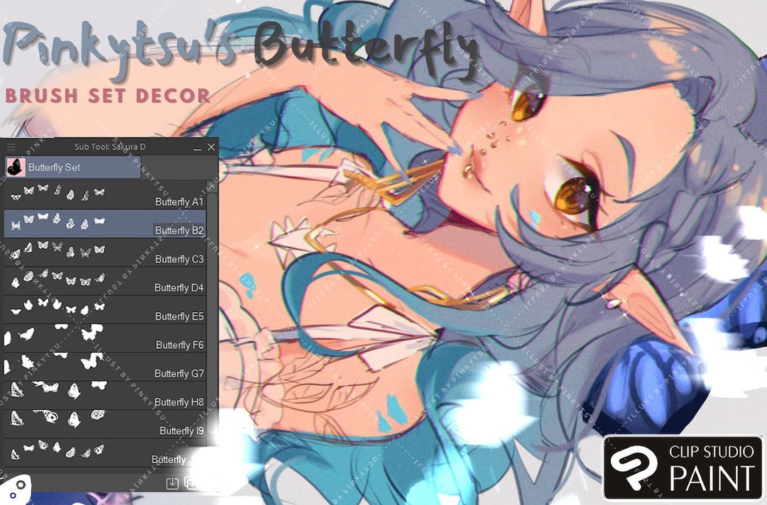 Butterfly Brush Set: Anime Art, Clip Studio Paint (PDF) - Etsy