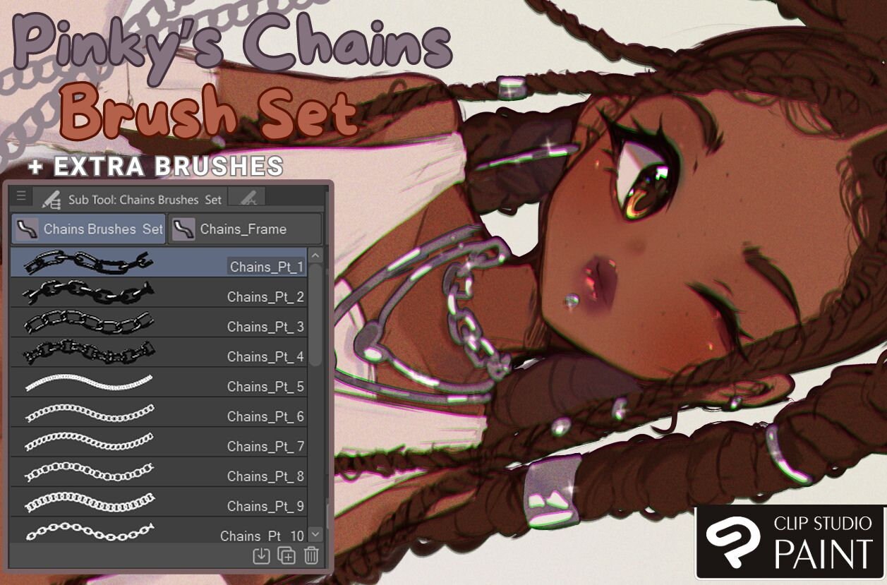 Clip Studio Paint用チェーンブラシ – デジタル漫画・マンガ・アニメ向けチェーンブラシ26種パック