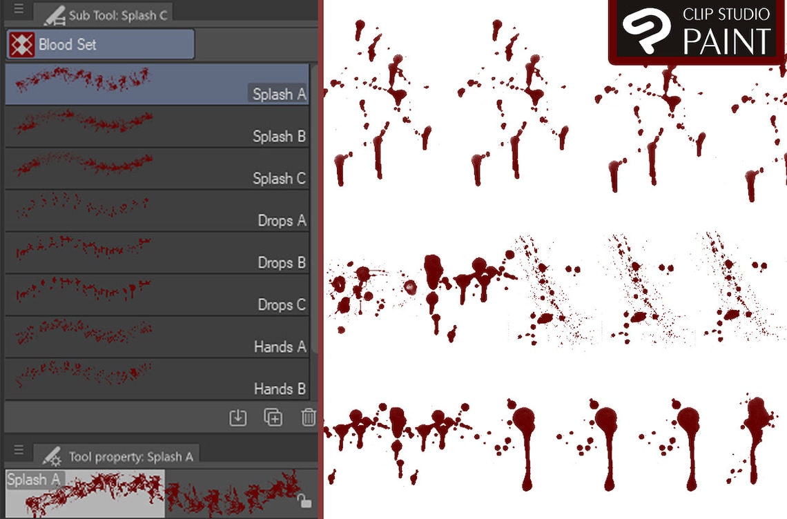 Anime Blood Brush Pack for Clip Studio Paint, Blood Brush Clip Studio