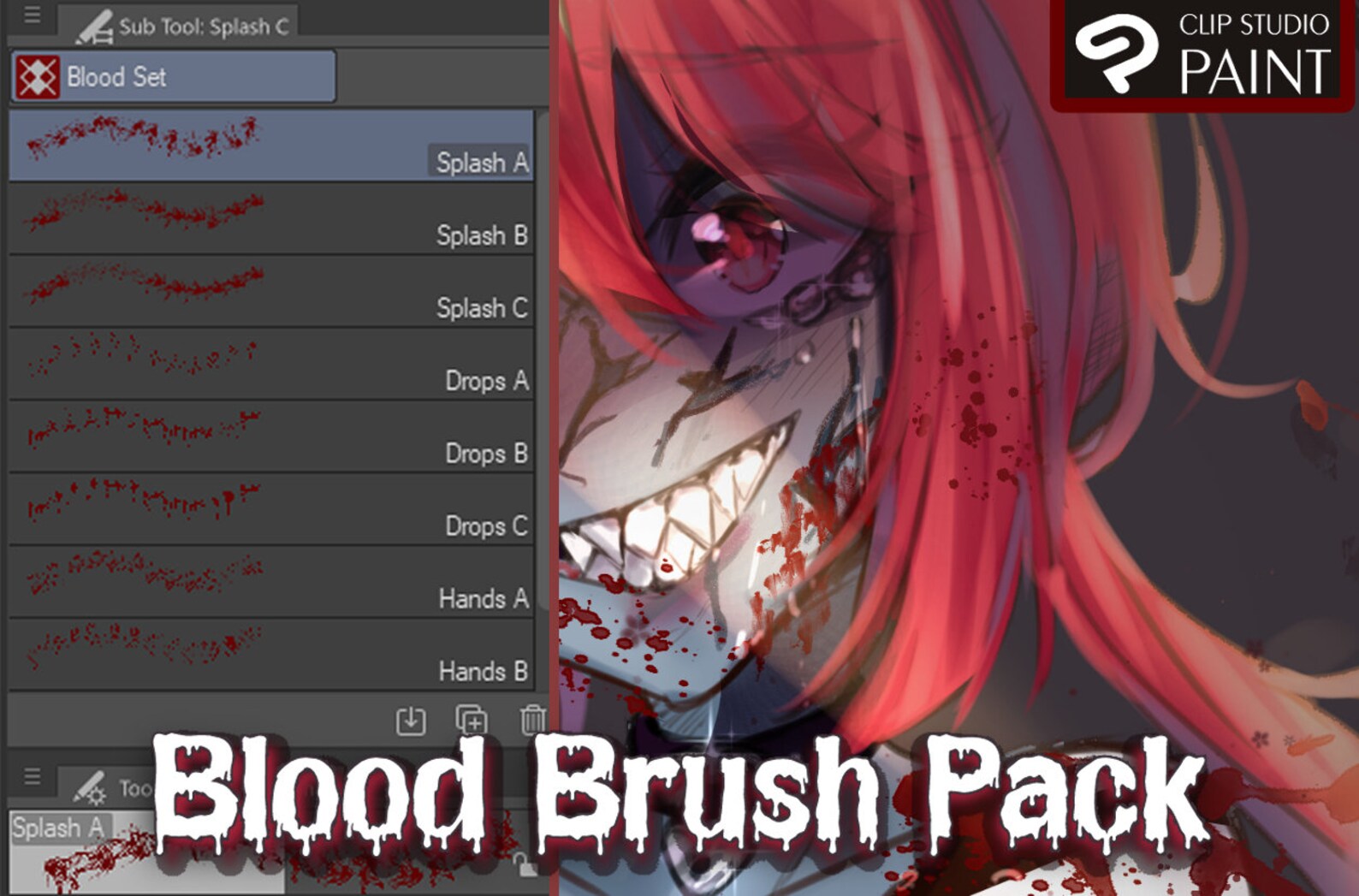 Anime Blood Brush Pack for Clip Studio Paint, Blood Brush Clip Studio