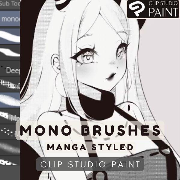 Manga Line Art Brushes: Monochrome Brush Pack for Clip Studio Paint (Digital Brush)