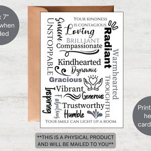 Mots d'affirmation : carte de voeux, carte de compliments, produit physique
