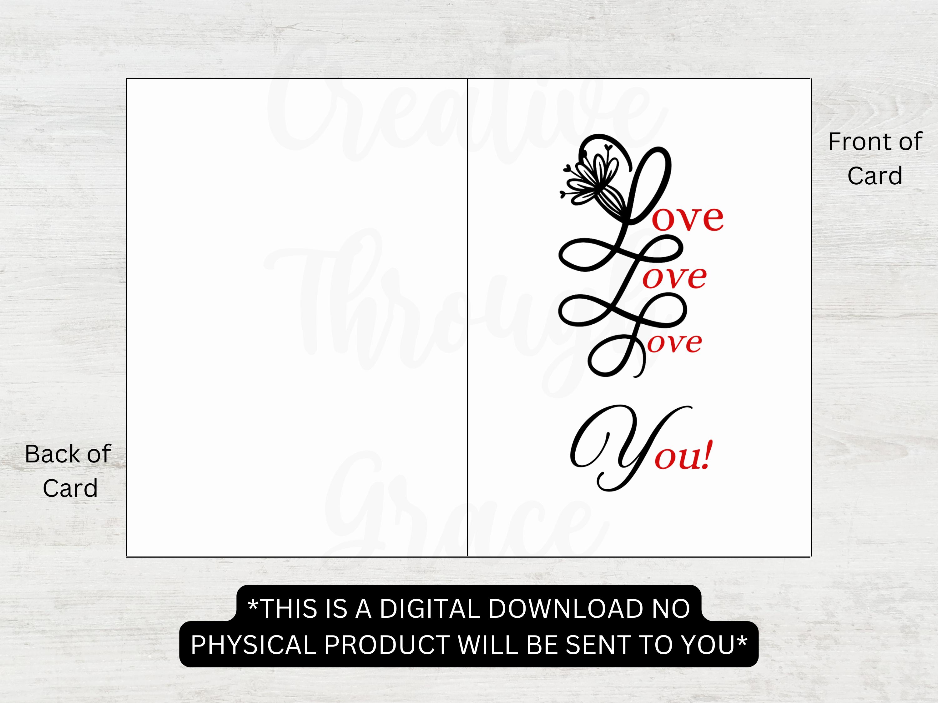 Love You Card, Printable Anniversary Valentine's Day Card (digital ...