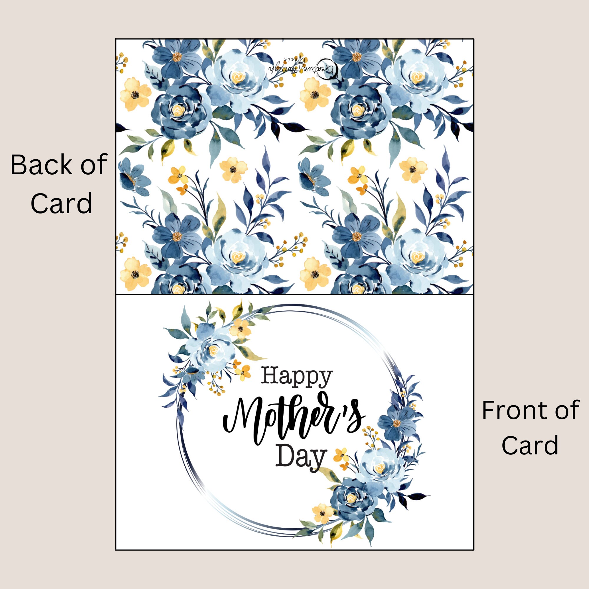 Blue Floral Mother's Day Card, Watercolor Flowers (digital Download) - Etsy