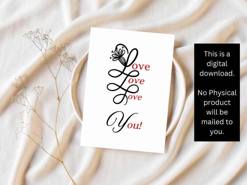 Love You Card, Printable Anniversary Valentine's Day Card (digital ...