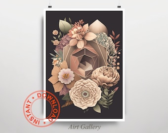 Original Ai Art - Botanical - Geometrical 10 - Airt |Printable |Poster| Digital | Instant Download | Wall Art | Home Décor | Boho |