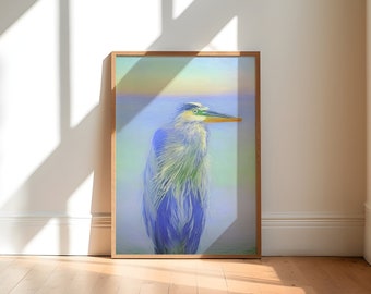 Blue Heron Art Print | Coastal Wildlife Wall Decor