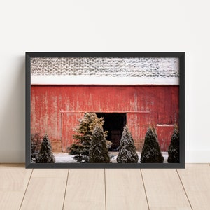 Barn In Winter Photo, Old Red Barn Picture, Rustic Farm Photograph, Modern Country Home Wall Art, Farm, Winter Snow Photography, Landscape