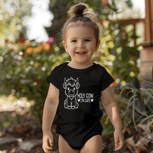 Holy cow im cute, Cute infant onesie®, Funny baby onesie®, Cute highland cow, Baby shower gift