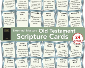 LDS Old Testament, Seminary Doctrinal Mastery Scripture Passages and Key Scripture Phrases, 3x2 cards, portable, memorize, digital download