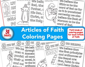 ARTICLES OF FAITH coloring pages 31 full-size pages digital memorize learn girls boys Activity Days Primary Activities fun participate print